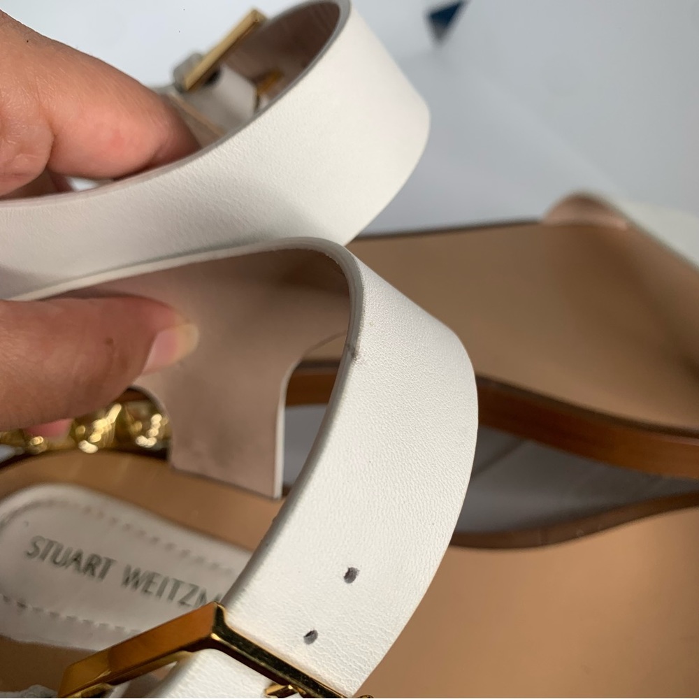 Women's Stuart Weitzman Rosewood Leather Studded Ankle Strap Sandals Sz 8 - Picture 7 of 7